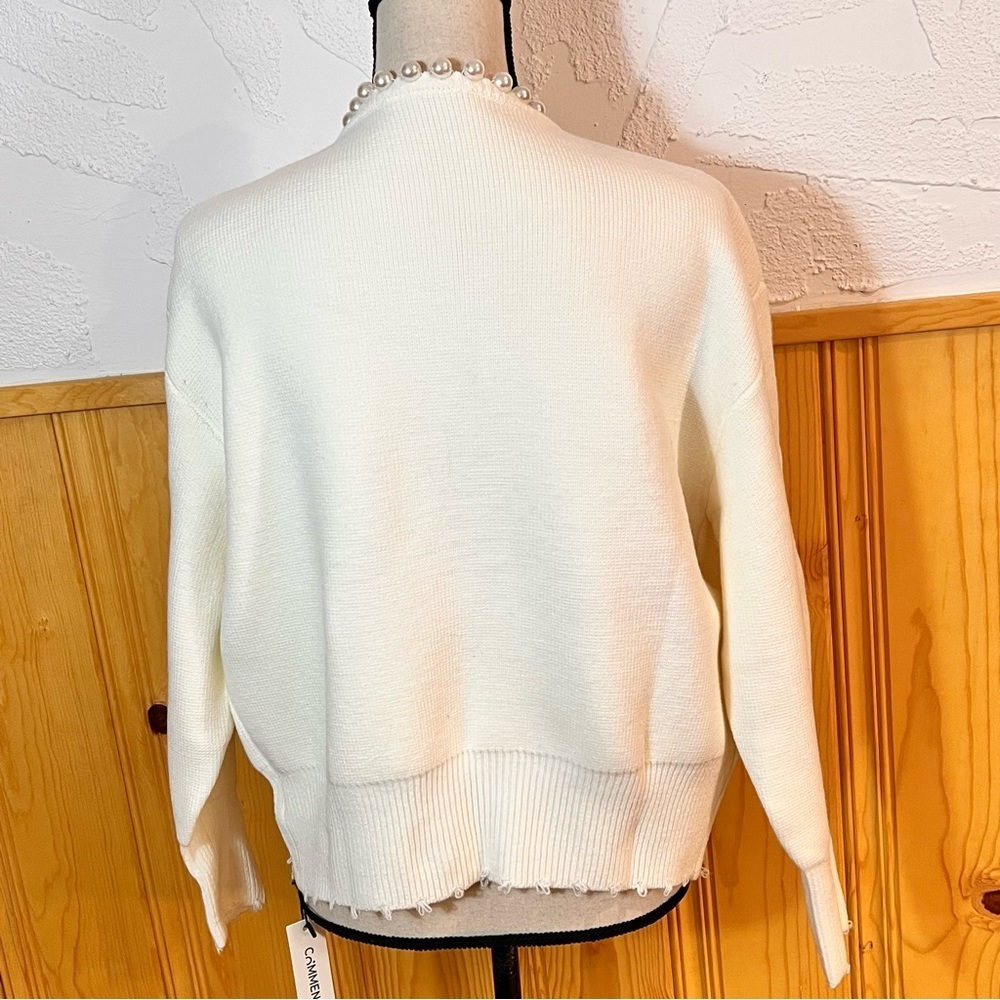 NWT Commense Faux Pearl Trim Cardigan Sz-M - Picture 6 of 12